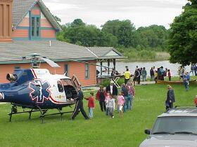 Life Net Helicopter exhibit at Bay City Rowing Club