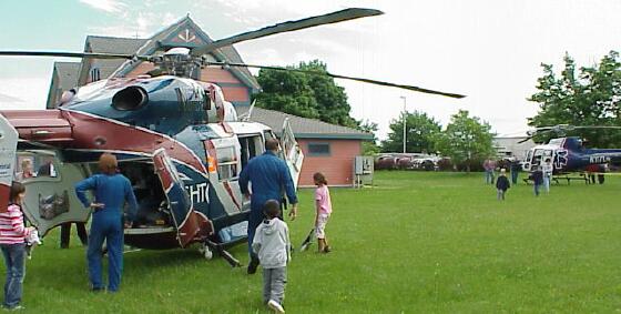 Flight Care helicopter display at Bay City Rowing Club