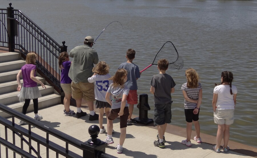 Fish on!  All the kids came running to see the catfish