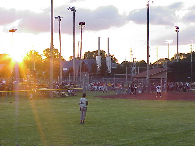 Baseball at sunset