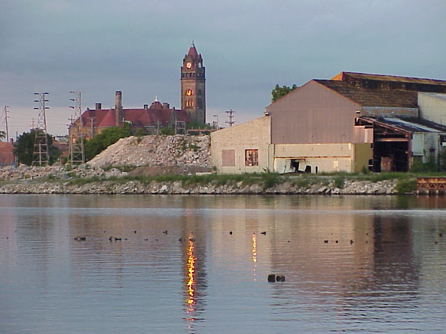 Clock tower at sunset