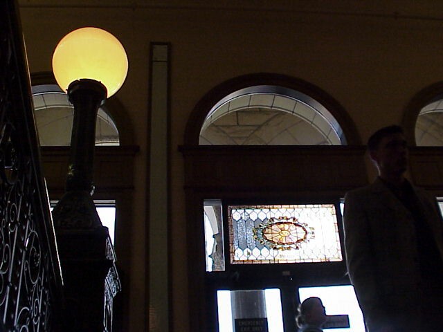 City hall lamp and window