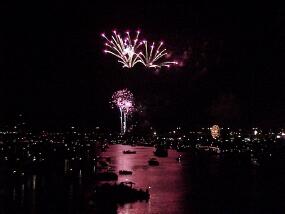 Reflected fireworks