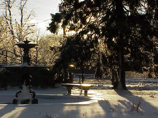 Sage Library Fountain in Winter