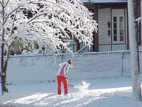 Shoveling first snow 2004